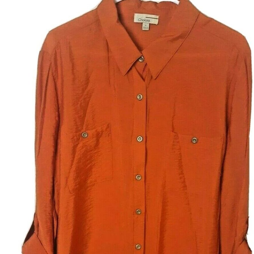Vintage Choices Women's Blouse Pumpkin Sheer XL